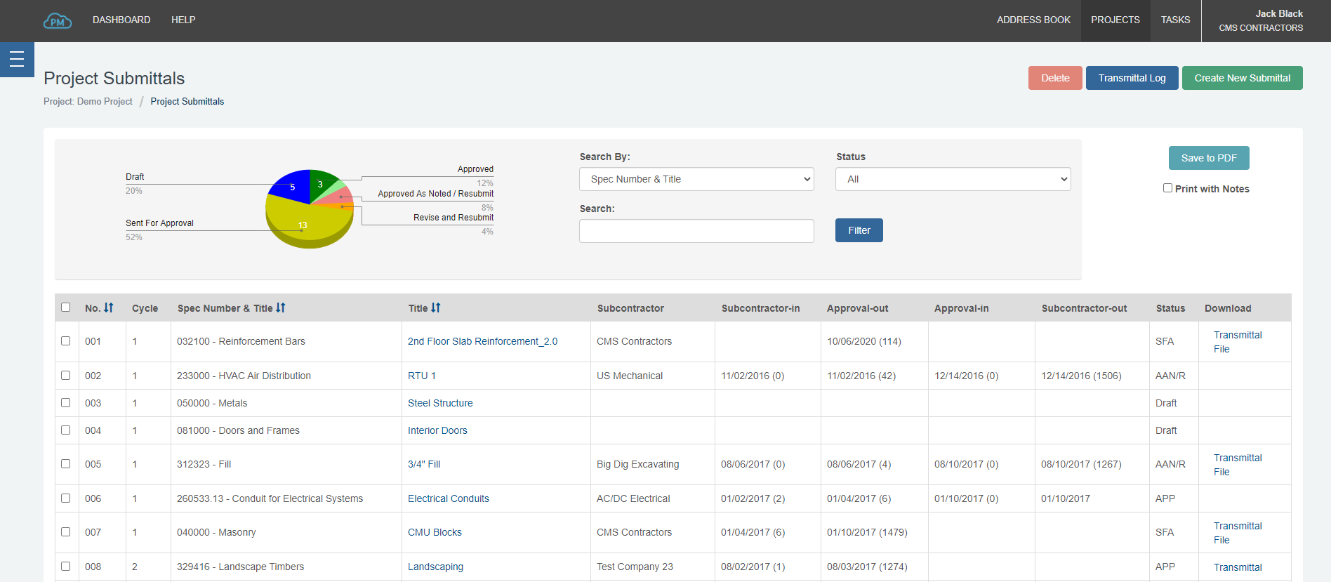 Submittal Log_Index Page