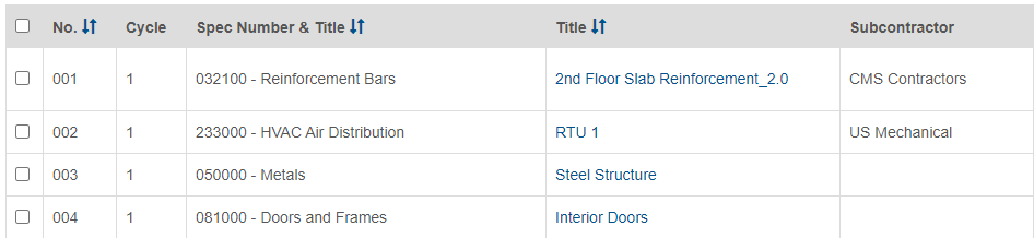 Submittal Entries